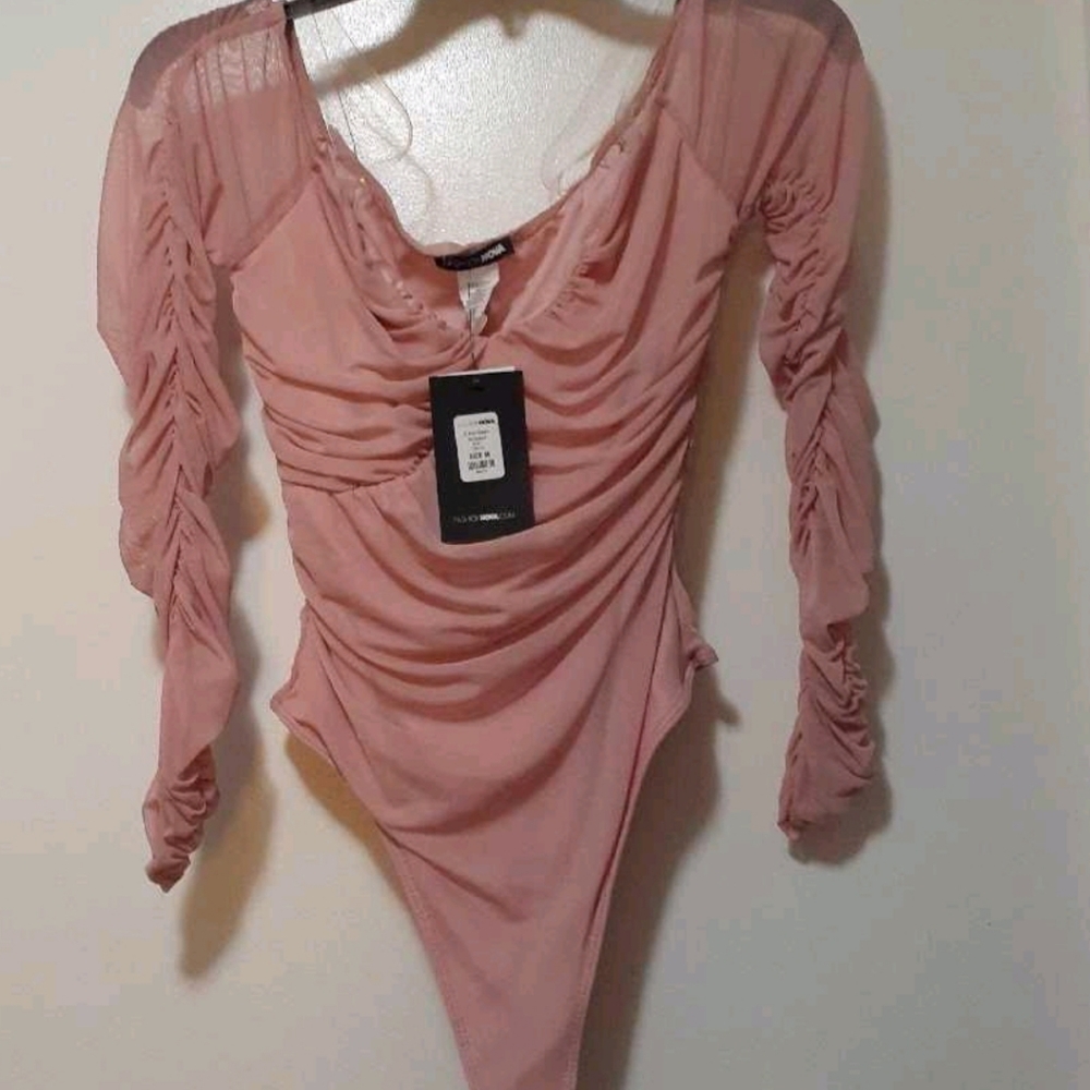 Nwt A Hot Mesh Mauve Bodysuit - Picture 10 of 11